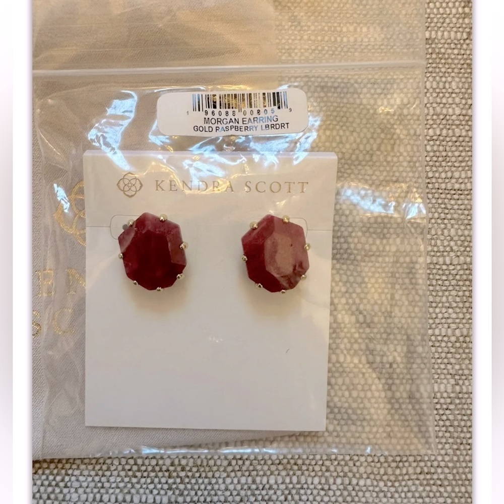Kendra Scott Raspberry Labradorite Gold Morgan Stud Earrings‎ NEW